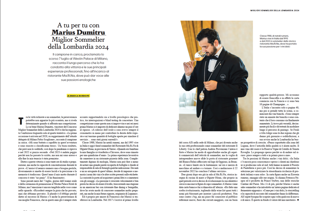 A tu per tu con Marius Dumitru Miglior Sommelier della Lombardia 2024
