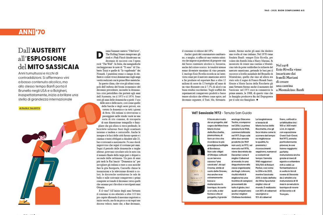1965-2025. Buon Compleanno AIS | Anni '70. Dall’Austerity all’esplosione del mito Sassicaia