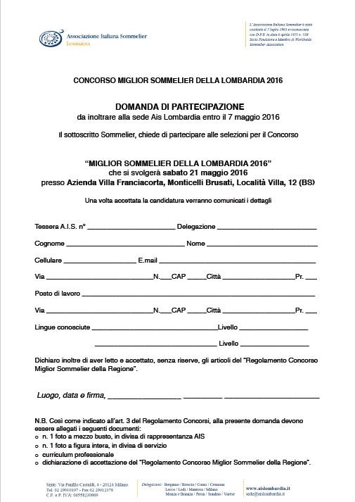 DomandaIscrizioneConcorsoMigliorSommelierLombardia2016