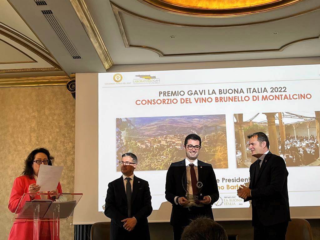 Giacomo Bartolommei, Vice Presidente Consorzio Vino Brunello di Montalcino, ritira il premio